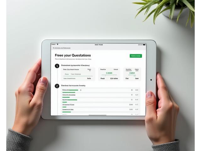 Žena koristi tablet za popunjavanje online upitnika, simbolizujući digitalnu procenu i analizu