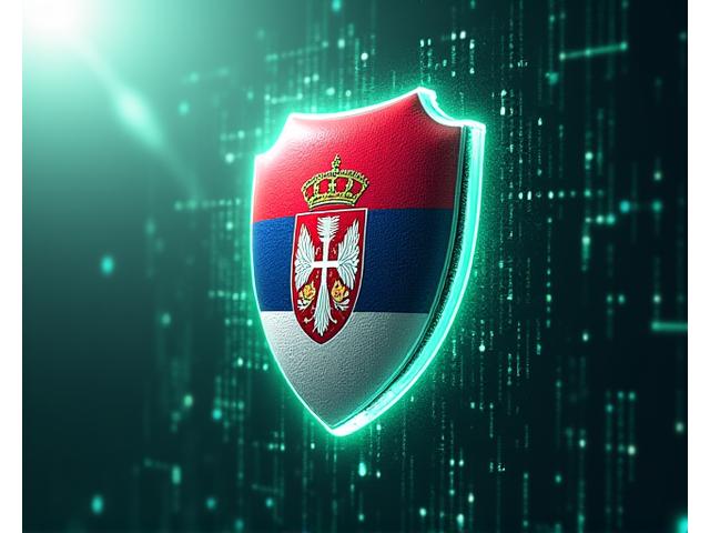 Simbol srpskog zakonodavstva na štitniku, koja pokazuje zaštitu podataka